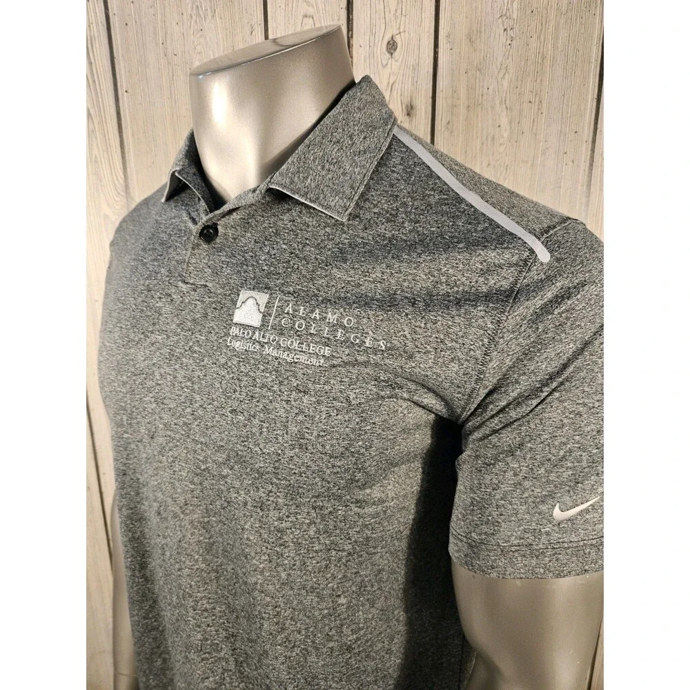 Nike Dri Fit Golf Polo Shirt Mens Large Gray Palo Alto Collego Alamo San Antonio